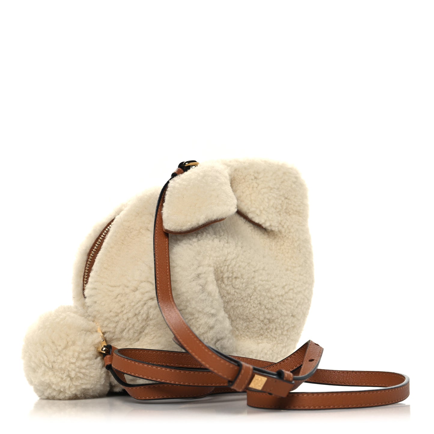 Shearling Mini Bunny Crossbody Bag Natural