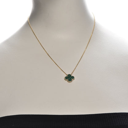 Van Cleef & Arpels 18K Yellow Gold Malachite Vintage Alhambra Pendant Necklace 2 of 9