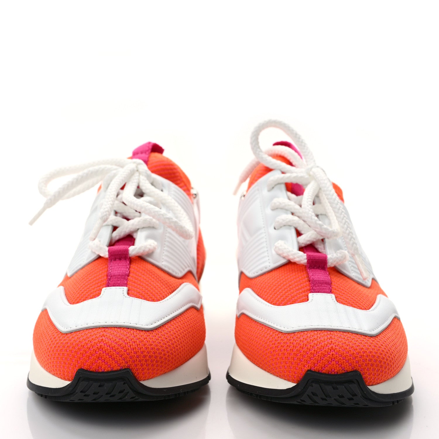 Hermes Calfskin Womens Athlete Sneakers 37.5 White Orange 2 of 9