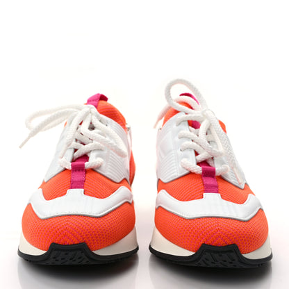 Hermes Calfskin Womens Athlete Sneakers 37.5 White Orange 2 of 9