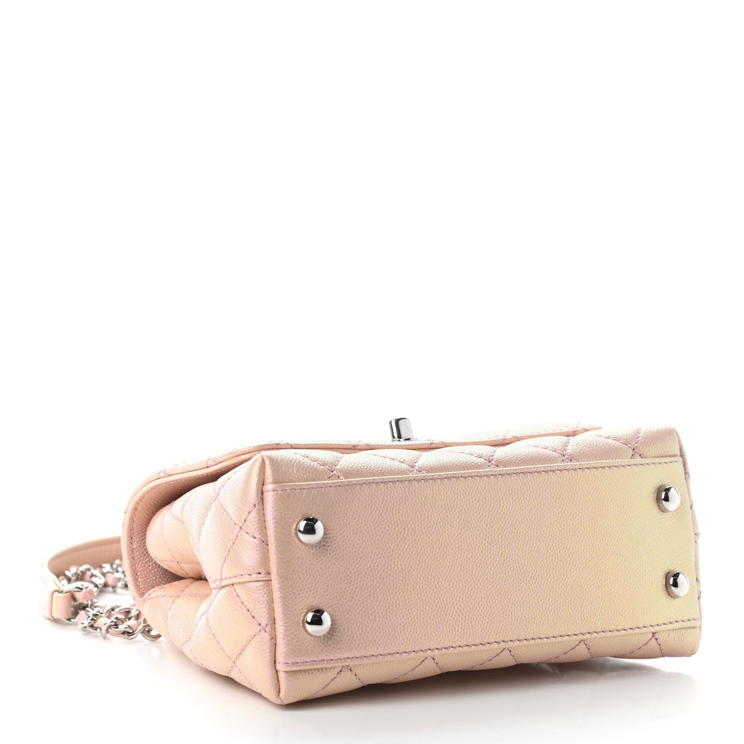 Chanel Iridescent Caviar Quilted Extra Mini Coco Handle Flap Light Pink 4 of 9
