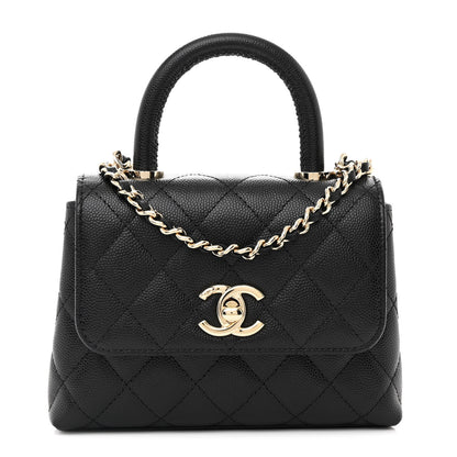 Chanel Caviar Quilted Coco Handle Clutch With Chain Black 1 of 11