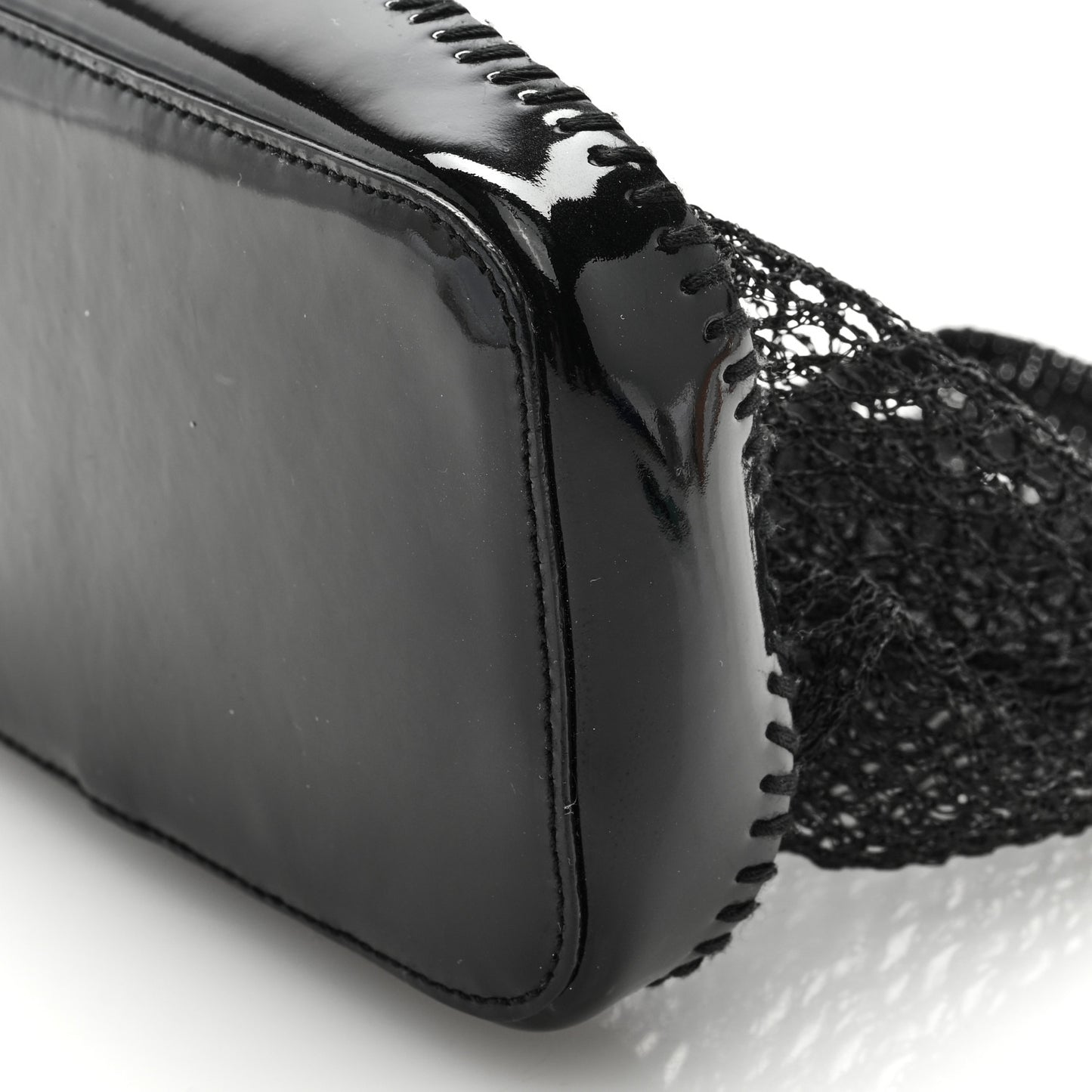 Tessuto Mesh Patent Rete Bag Black