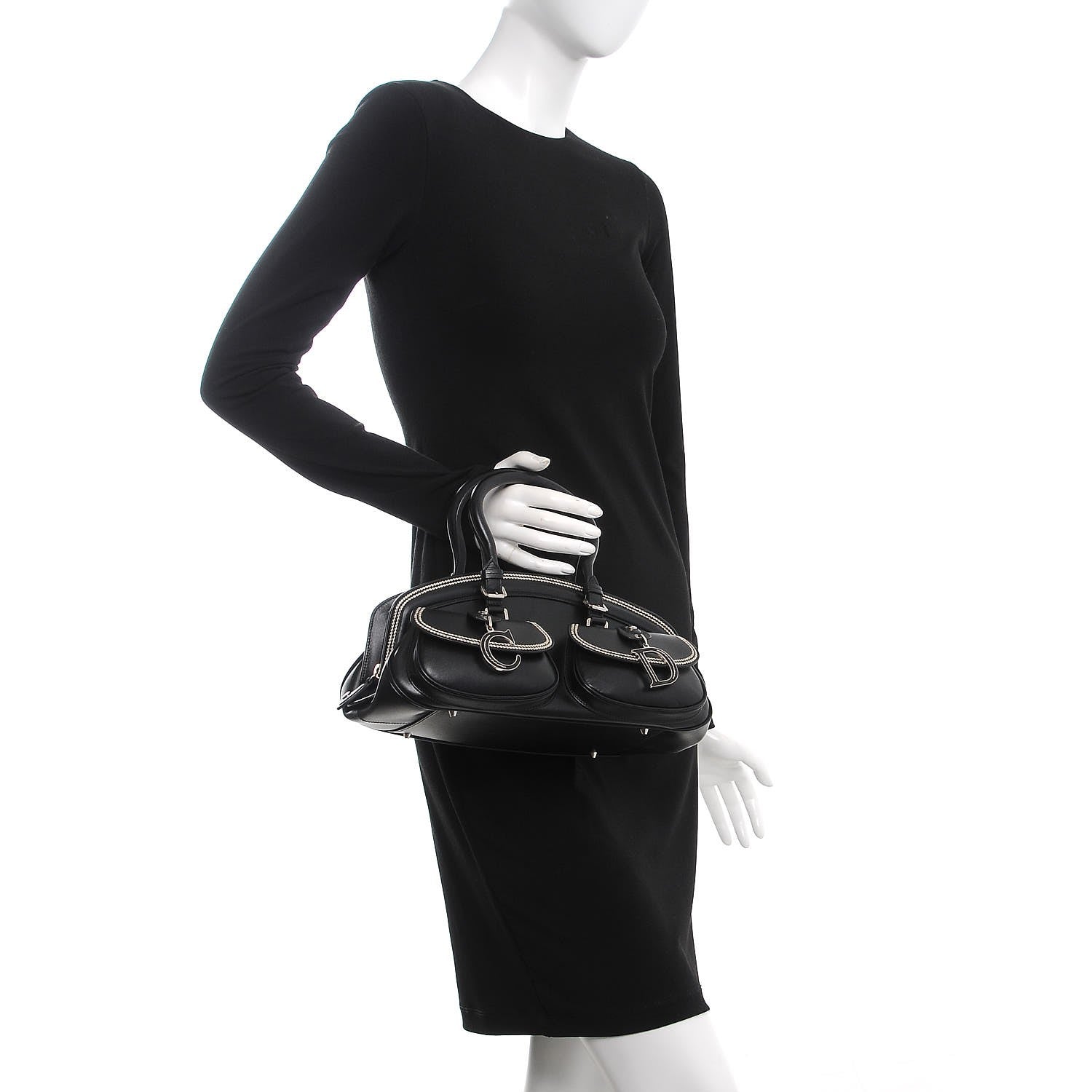 Christian Dior Calfskin Frame Satchel Black 2 of 12