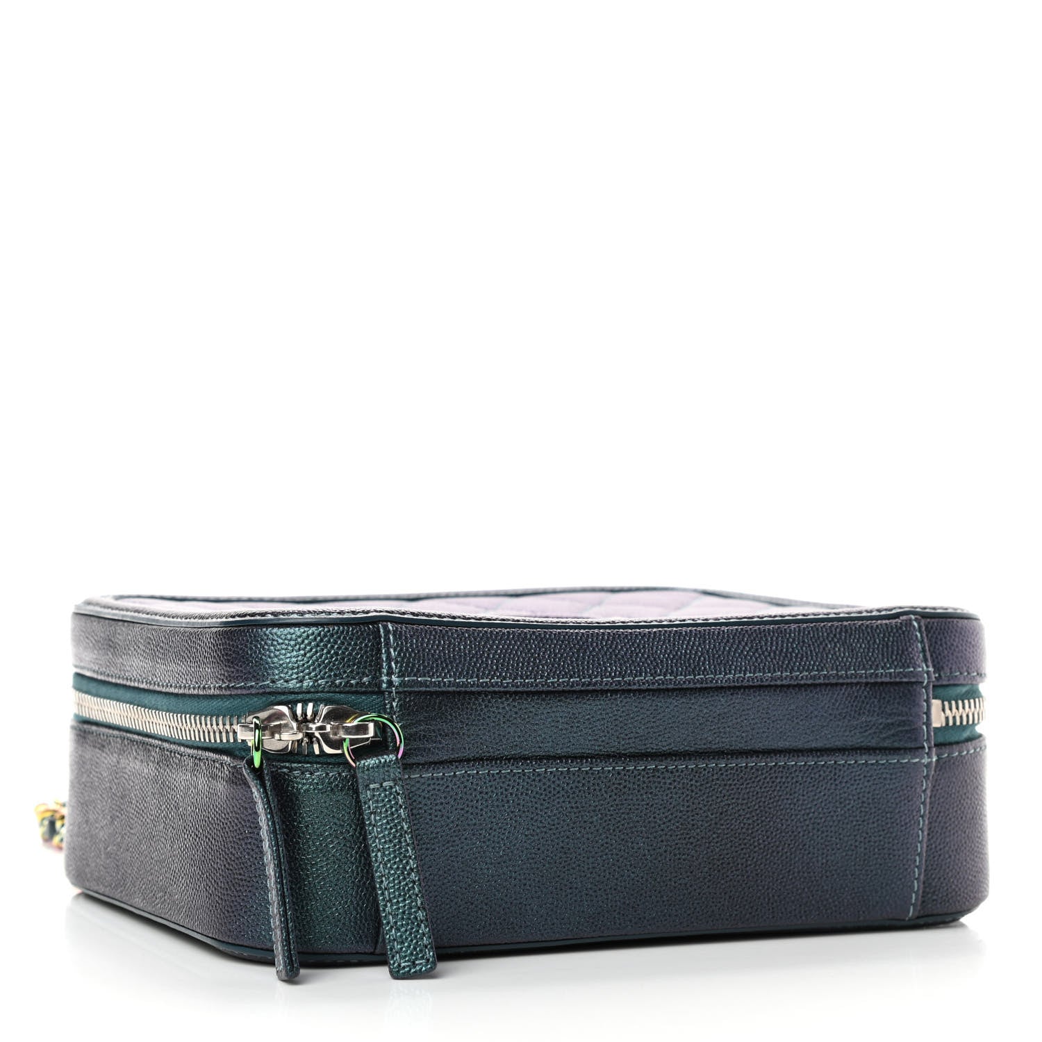 Chanel Iridescent Caviar Quilted Medium CC Filigree Vanity Case Dark Turquoise 3 of 4