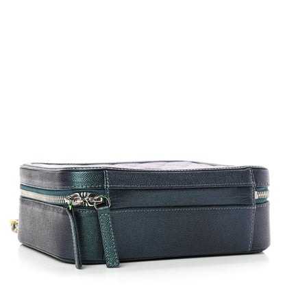 Chanel Iridescent Caviar Quilted Medium CC Filigree Vanity Case Dark Turquoise 4 of 11
