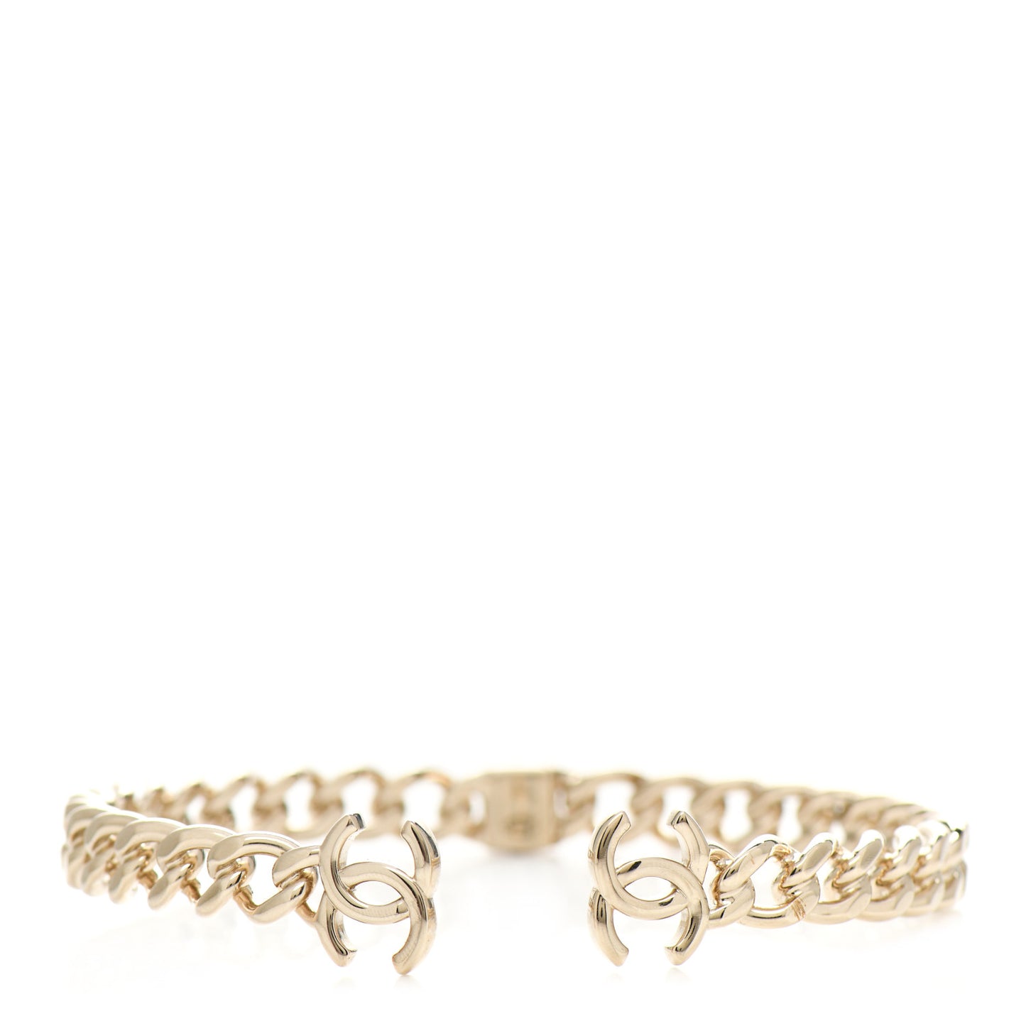 Metal CC Chain Link Choker Necklace L Gold