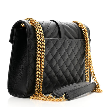 Saint Laurent Grain De Poudre Textured Mixed Matelasse Triquilt Medium Monogram Satchel Black 3 of 9