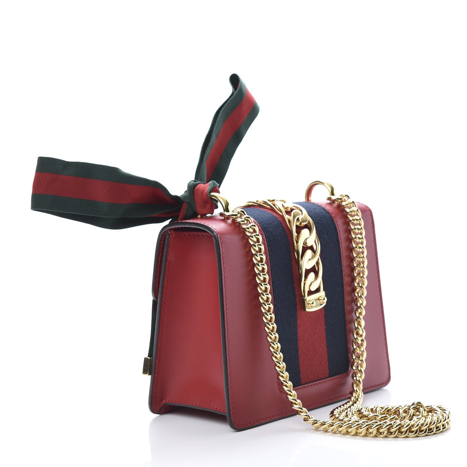 Gucci Calfskin Mini Sylvie Chain Shoulder Bag Hibiscus Red 3 of 12