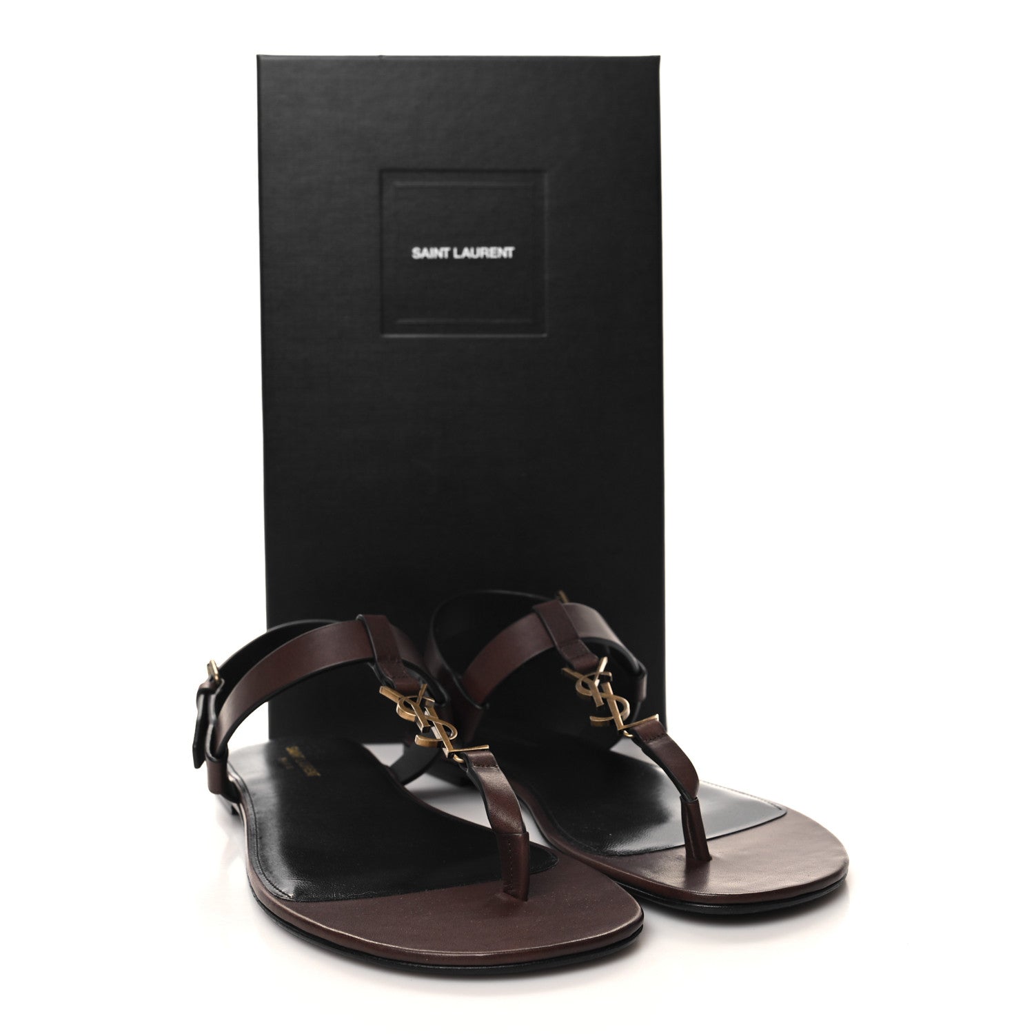 Saint Laurent Calfskin Mens Cassandra Monogram Sandals 43 Moro 9 of 9