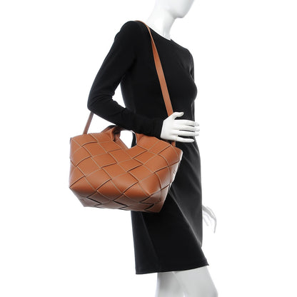 Loewe Calfskin Woven Basket Bag Tan 3 of 9