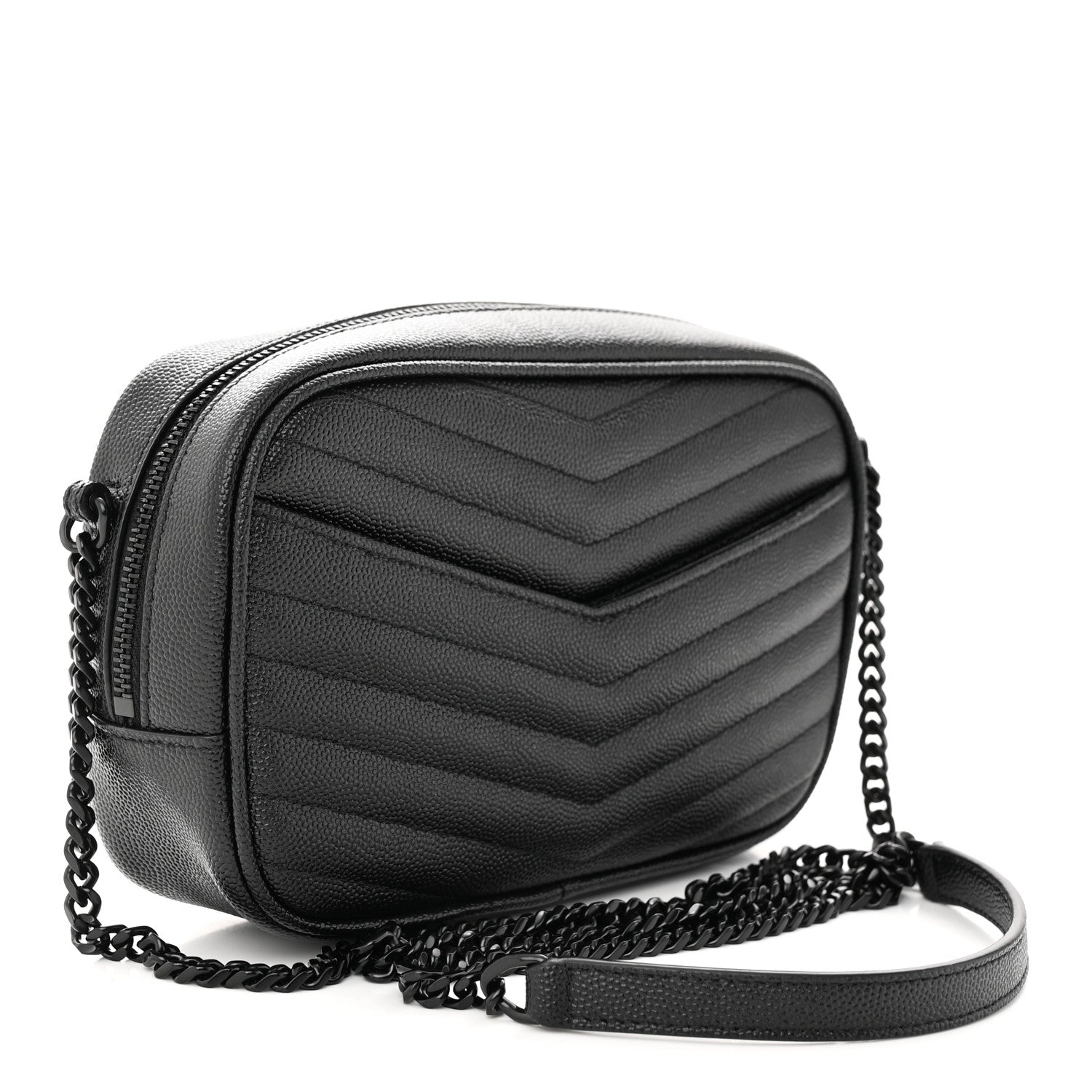 Saint Laurent Grain De Poudre Matelasse Monochrome Monogram Mini Lou Camera Bag Black 3 of 11