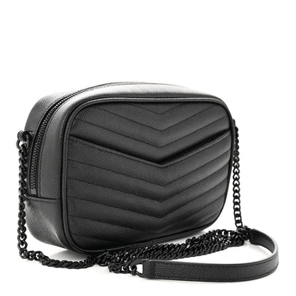 Saint Laurent Grain De Poudre Matelasse Monochrome Monogram Mini Lou Camera Bag Black 3 of 11