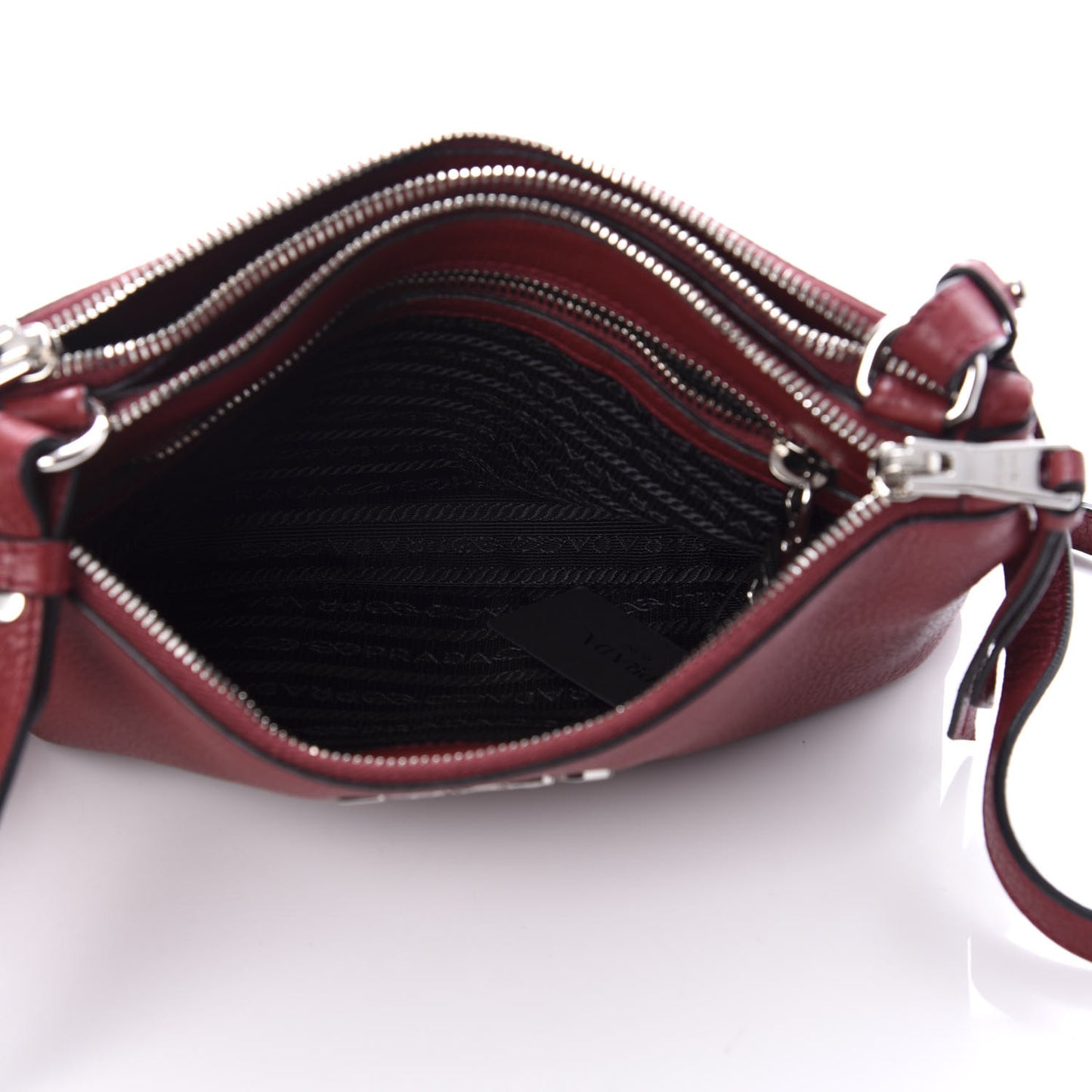 Vitello Phenix Double Zip Crossbody Bag Rubino