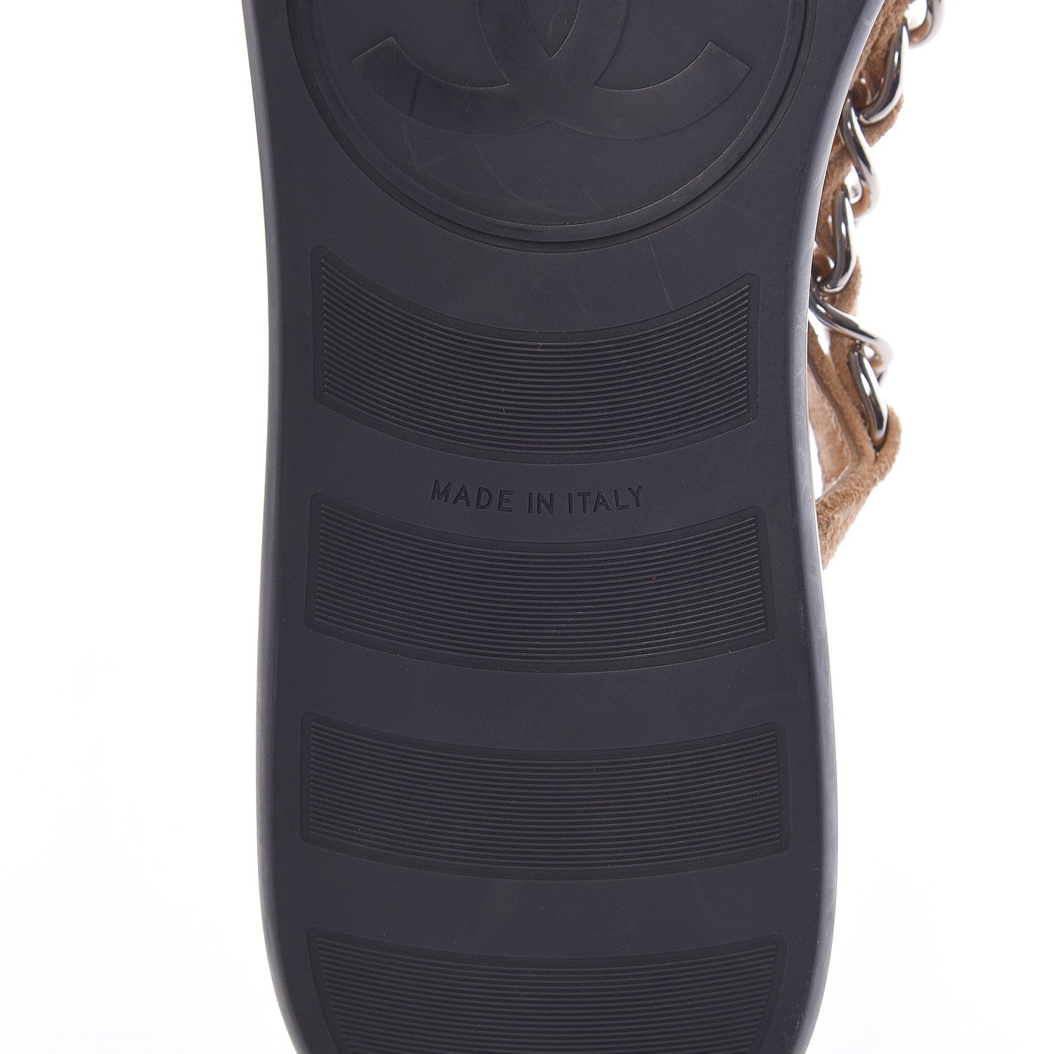 Chanel Suede Calfskin Quilted Chain Thong Sandals 36.5 Black 8 of 9
