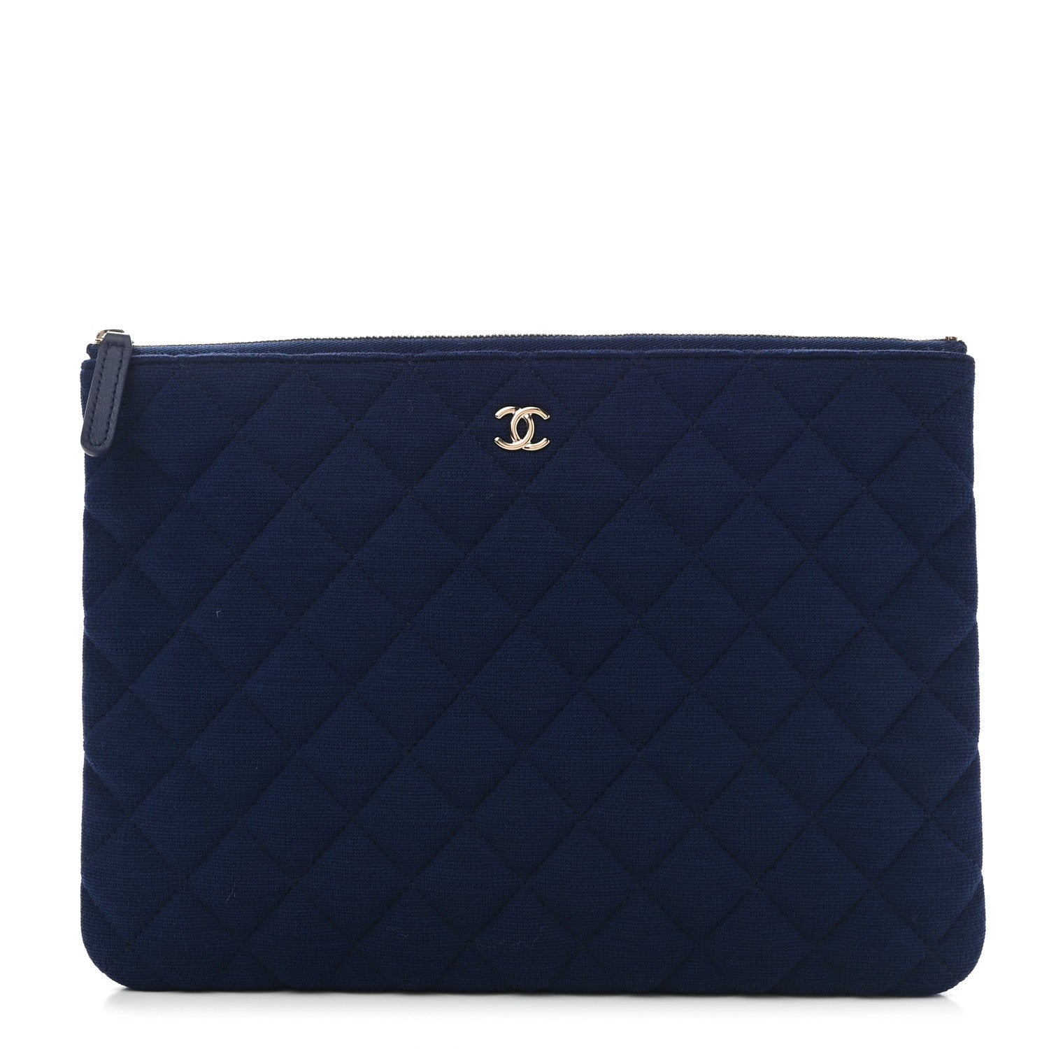 Chanel Jersey Quilted Medium Cosmetic Case Blue 1 of 9