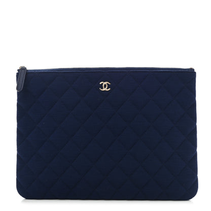 Chanel Jersey Quilted Medium Cosmetic Case Blue 1 of 9