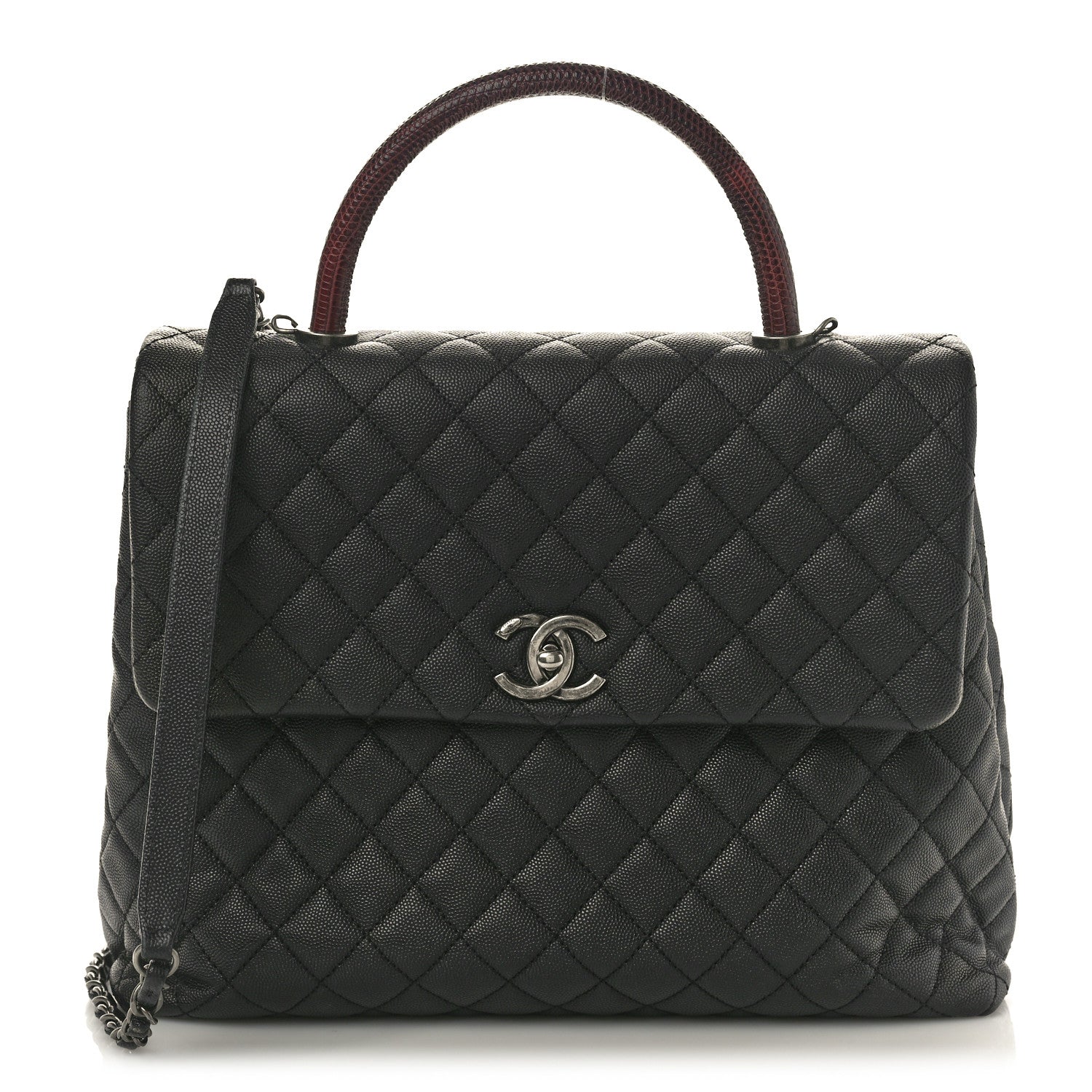 Chanel Caviar Lizard Quilted Large Coco Handle Flap Black 1 of 11