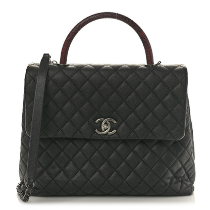 Chanel Caviar Lizard Quilted Large Coco Handle Flap Black 1 of 11