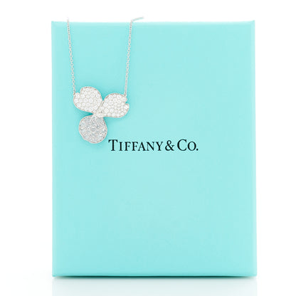 Tiffany Platinum Diamond Large Paper Flowers Pave Pendant Necklace 7 of 7