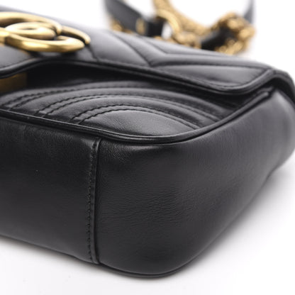 Gucci Calfskin Matelasse Mini GG Marmont Shoulder Bag Black 11 of 13