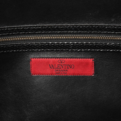 Valentino Garavani Calf Hair Snakeskin Patent Calfskin Large Mime Single Handle Bag Black 7 of 10