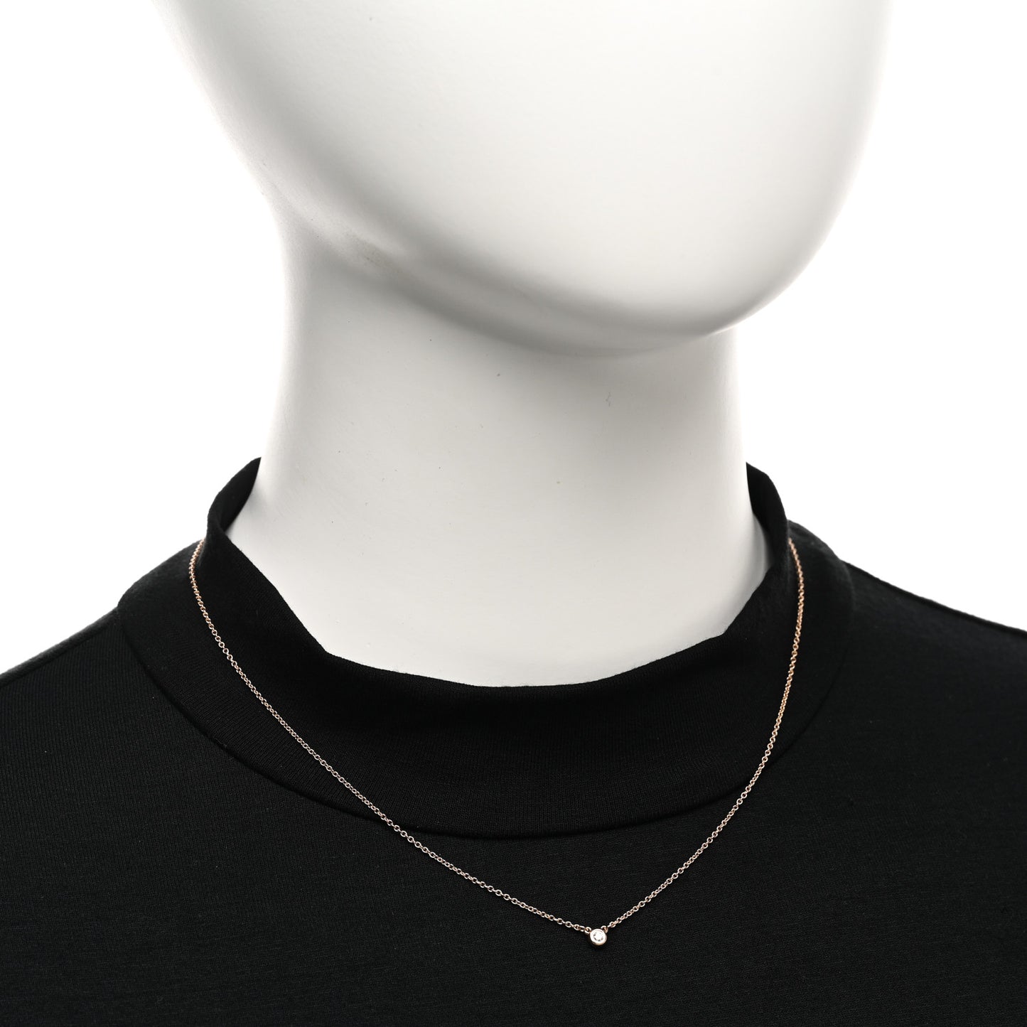 18K Rose Gold Diamond .03ct Elsa Peretti Diamonds by the Yard Pendant Necklace