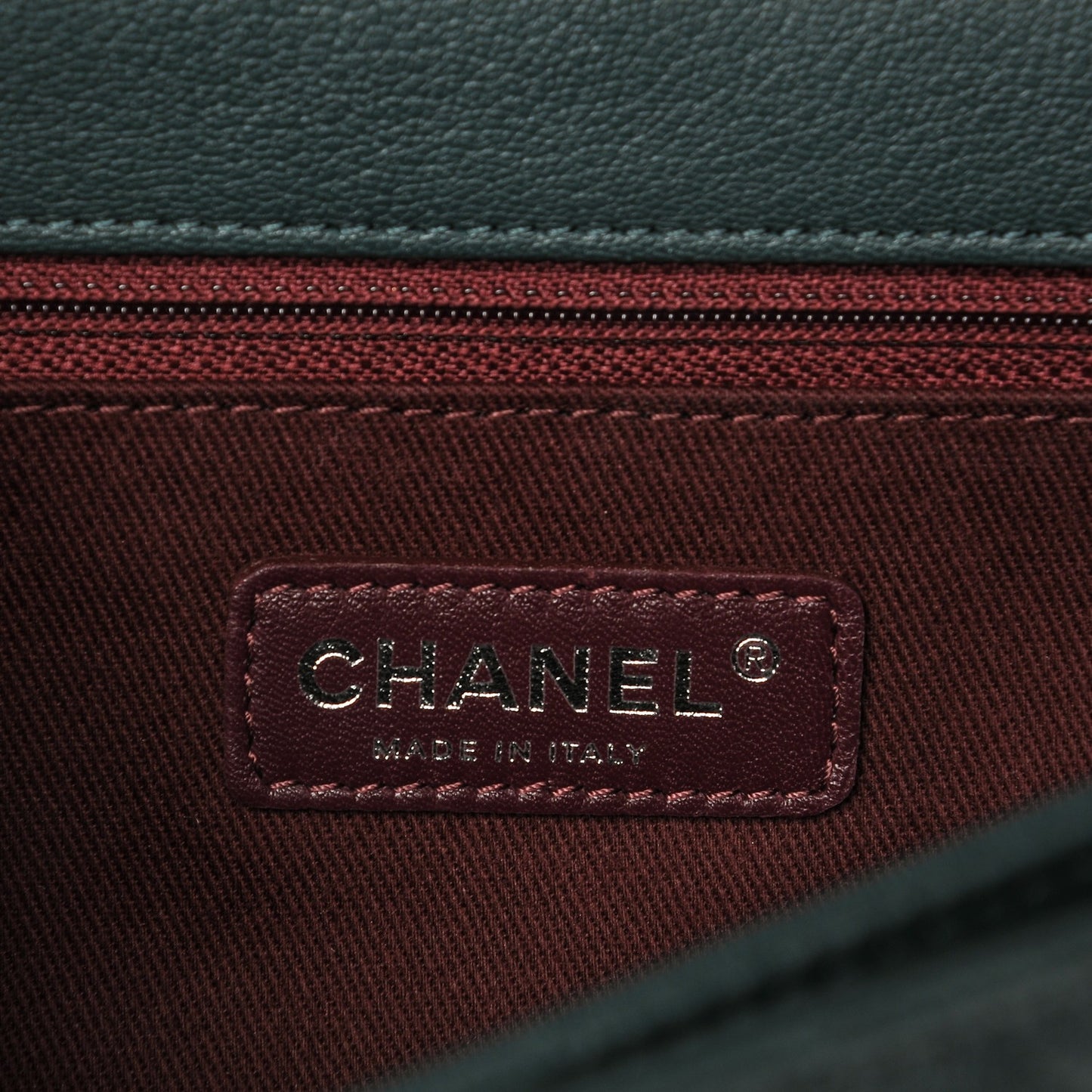 Faded Goatskin Quilted Large Perfect Edge Flap Green
