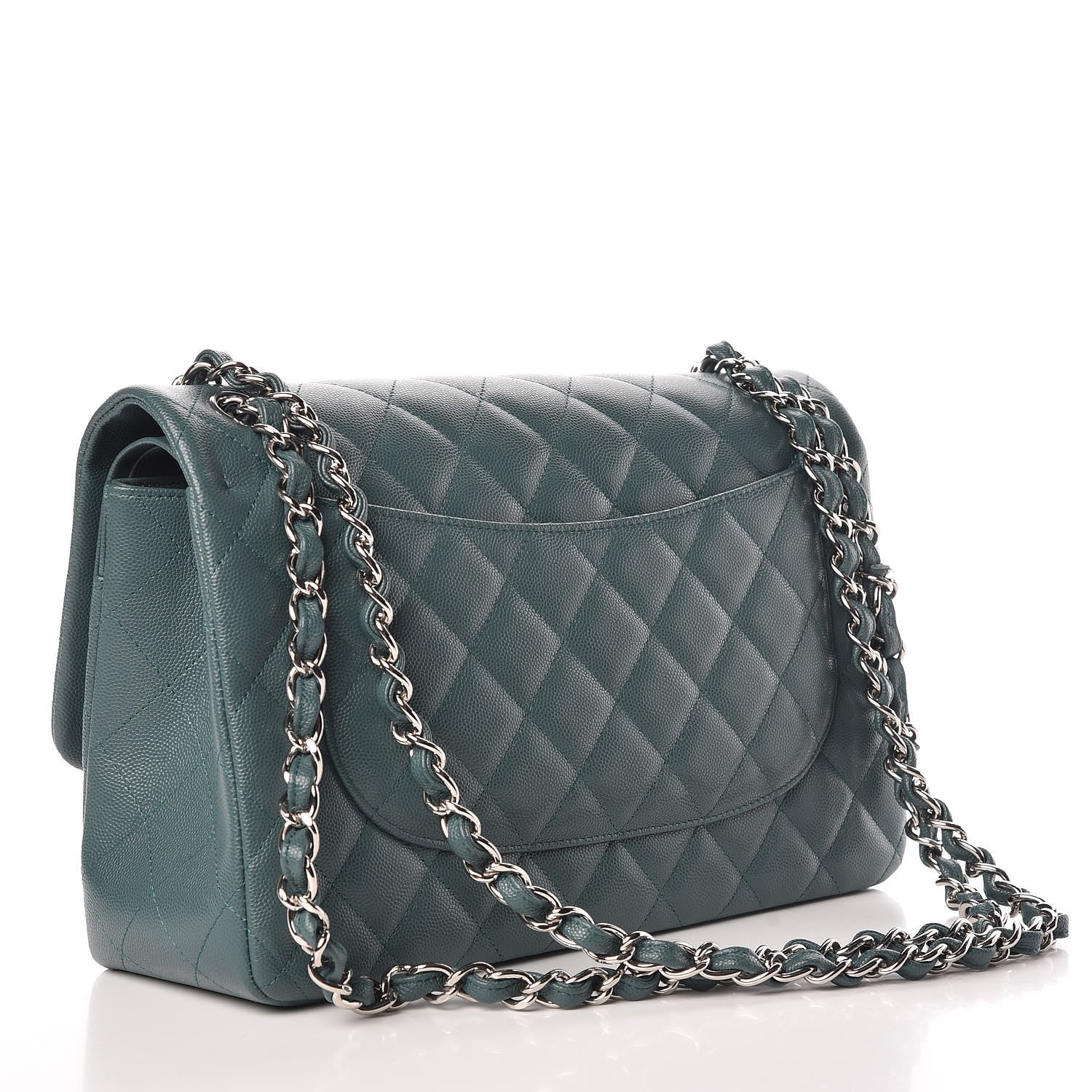 Chanel Caviar Quilted Jumbo Double Flap Dark Green 3 of 13
