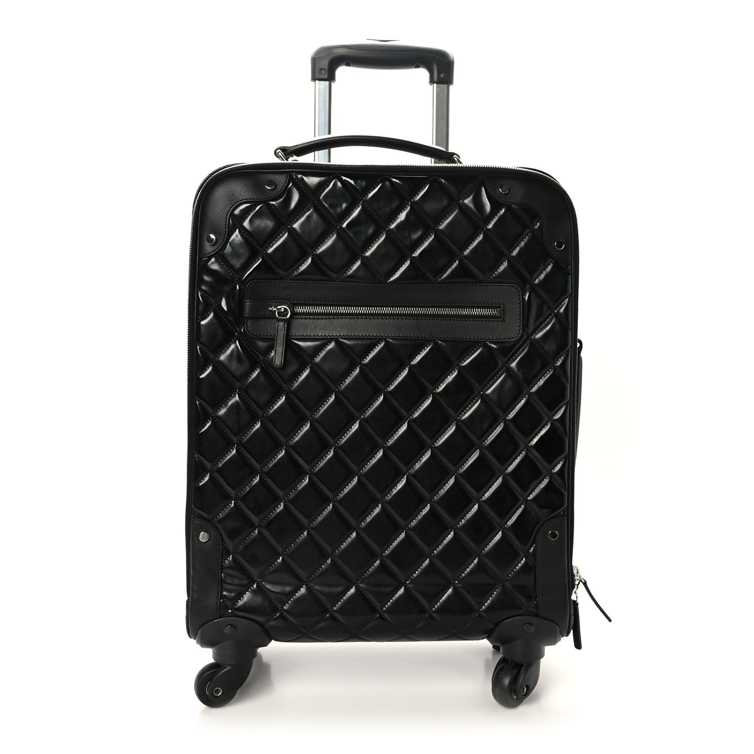 Chanel Vinyl Calfskin Quilted Trolley Rolling Luggage Black 1 of 8