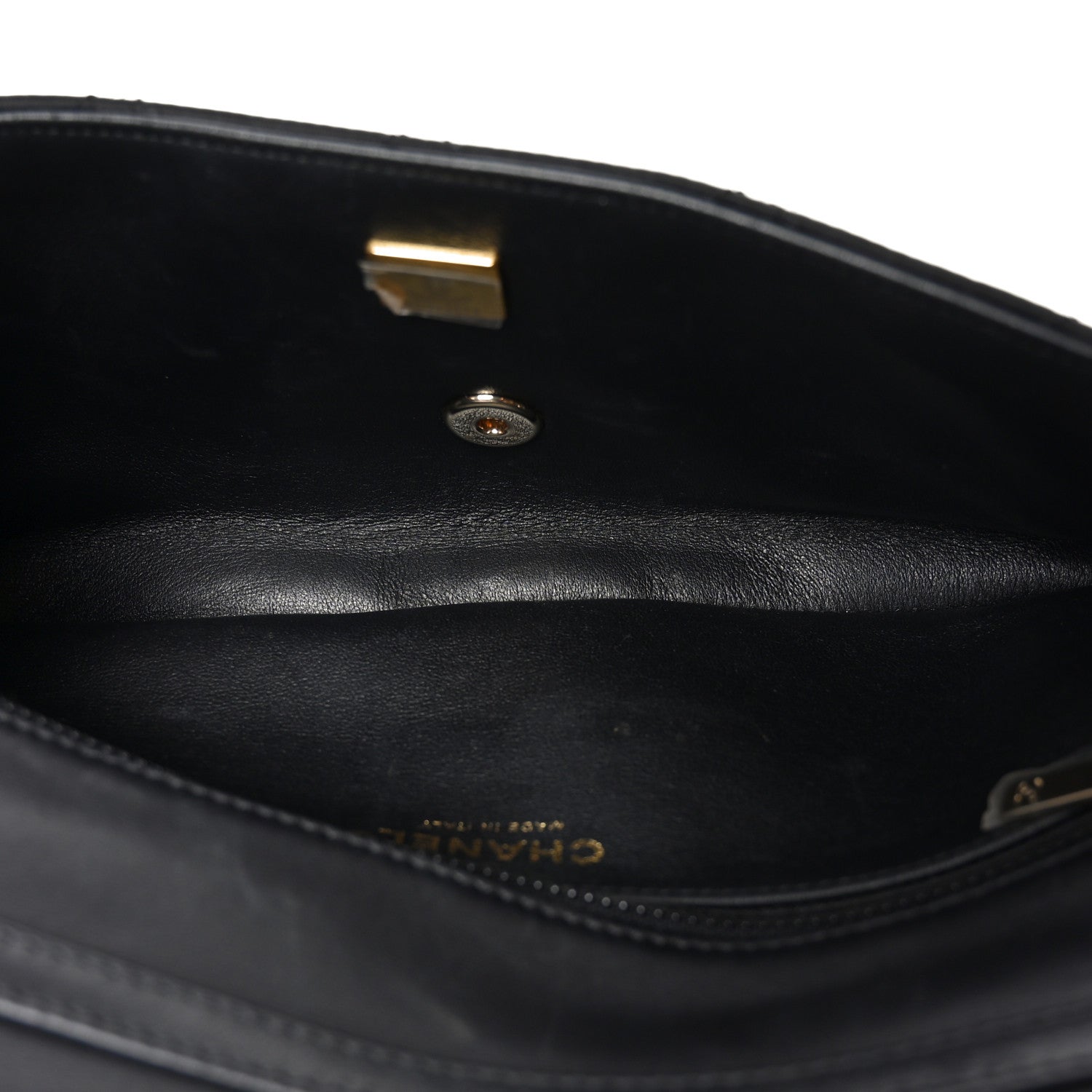 Chanel Satin Quilted Pearl CC Flap Clutch Black 5 of 10