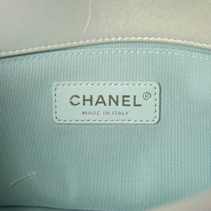 Chanel Metallic Lambskin Chevron Quilted Medium Boy Flap Light Green 6 of 11
