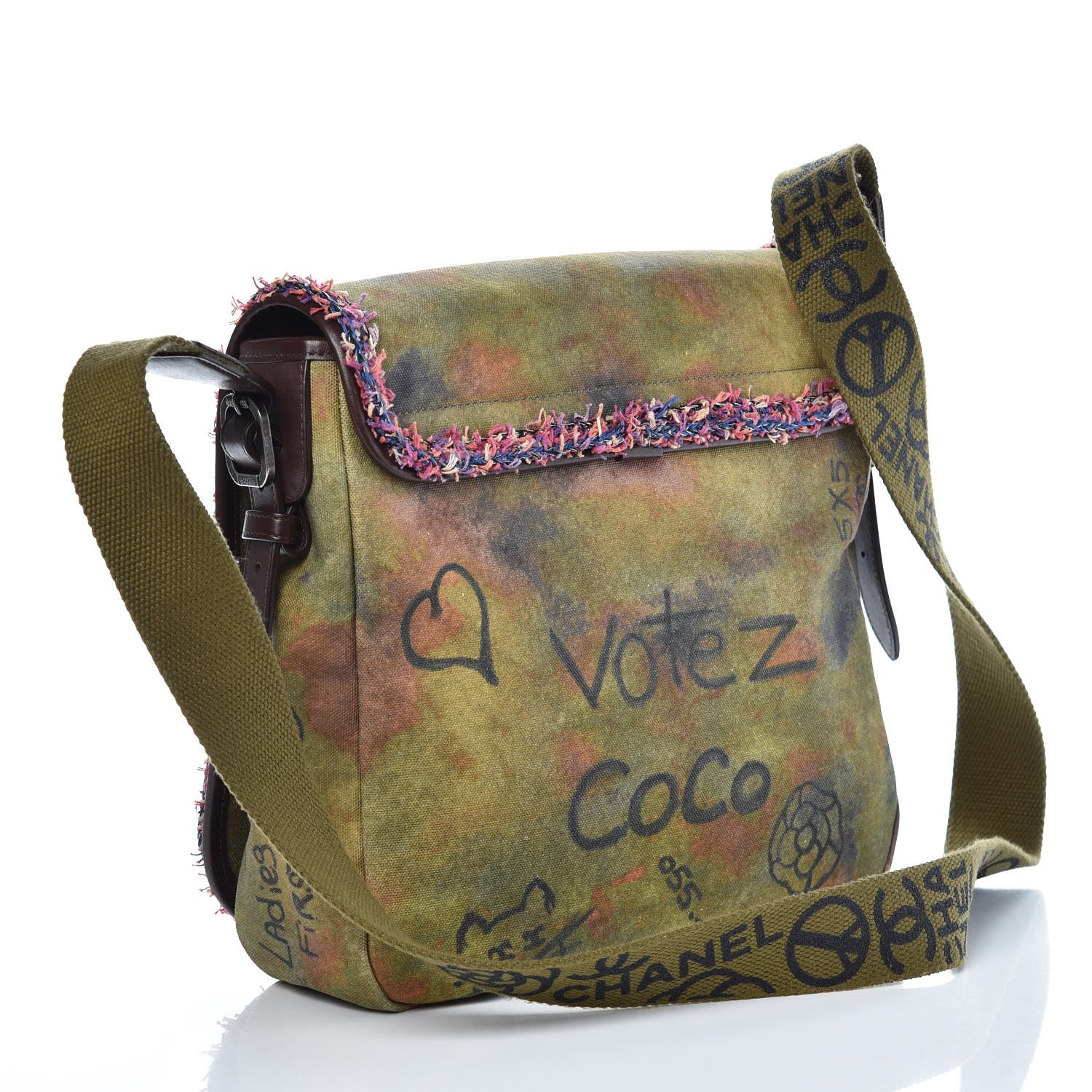 Chanel Washed Toile Graffiti On The Pavements Messenger Khaki Multicolor 2 of 9