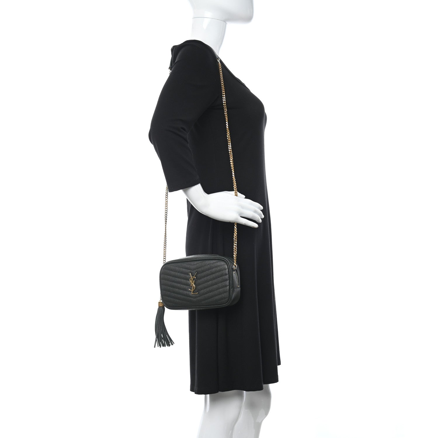 Saint Laurent Grain De Poudre Matelasse Monogram Mini Lou Camera Bag New Vert Fonce 2 of 11