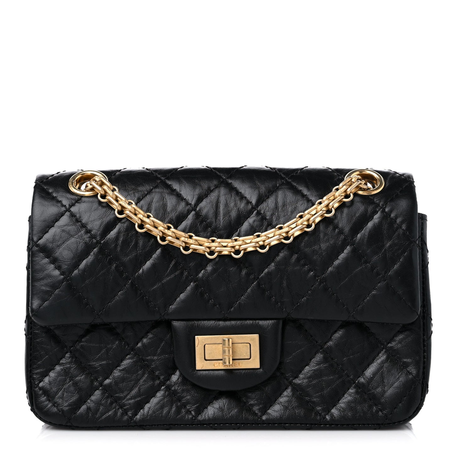 Aged Calfskin Quilted 2.55 Reissue Mini Flap Black