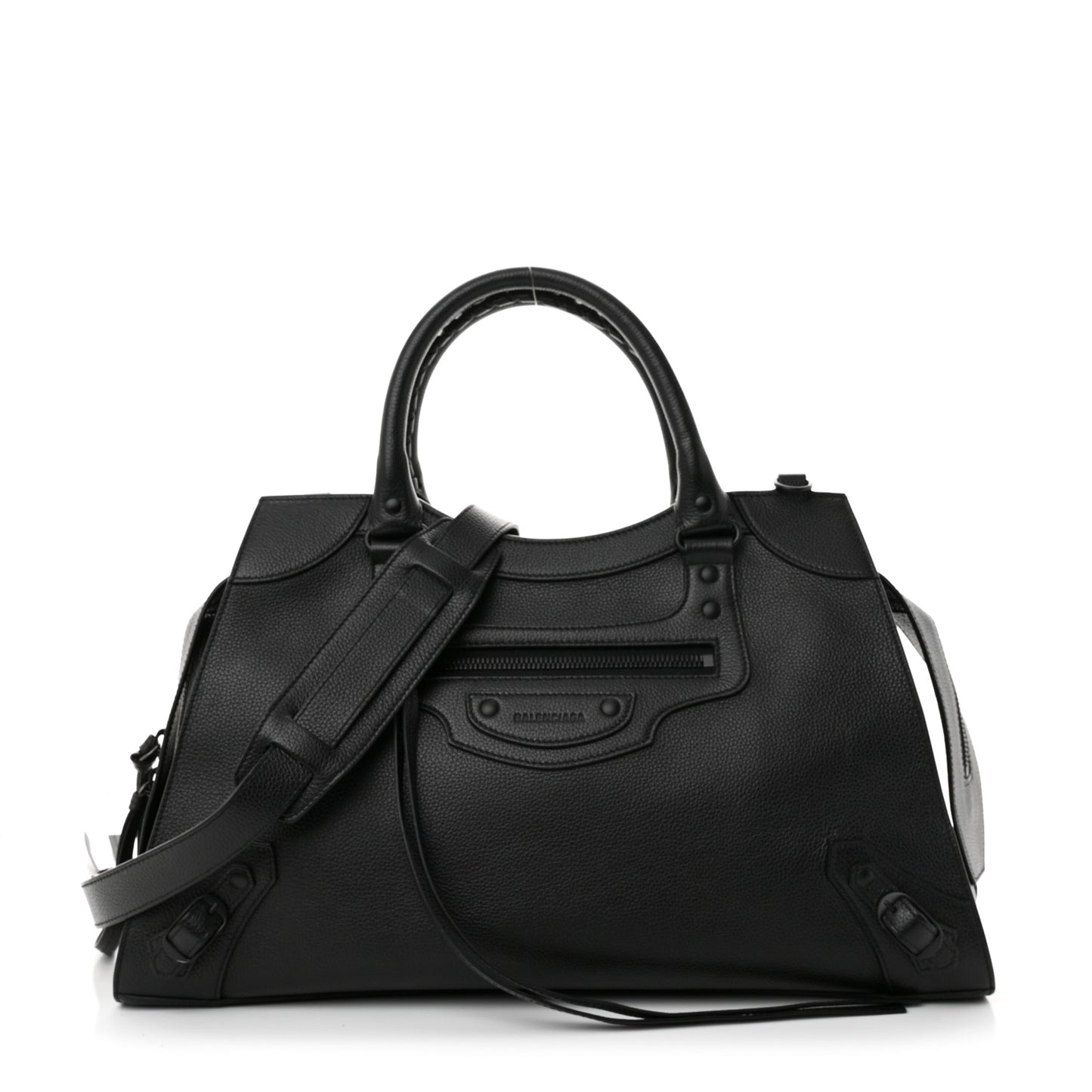 Grained Calfskin Neo Classic Black Hardware Medium City Black