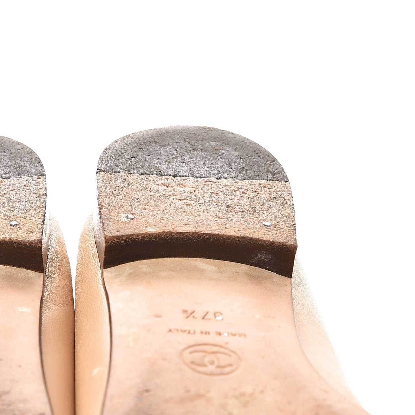 Lambskin Cap Toe Ballerina Ballet Flats 37.5 Beige Black