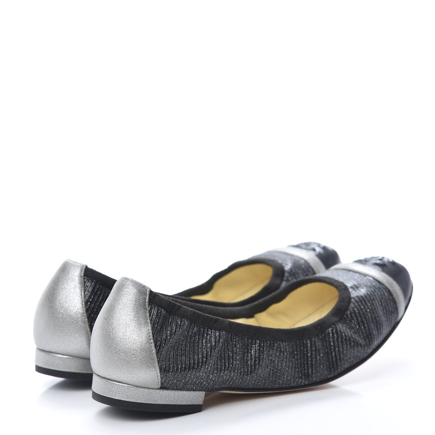 Metallic CC Elastic Cap Toe Ballerina Flats 37 Black Silver