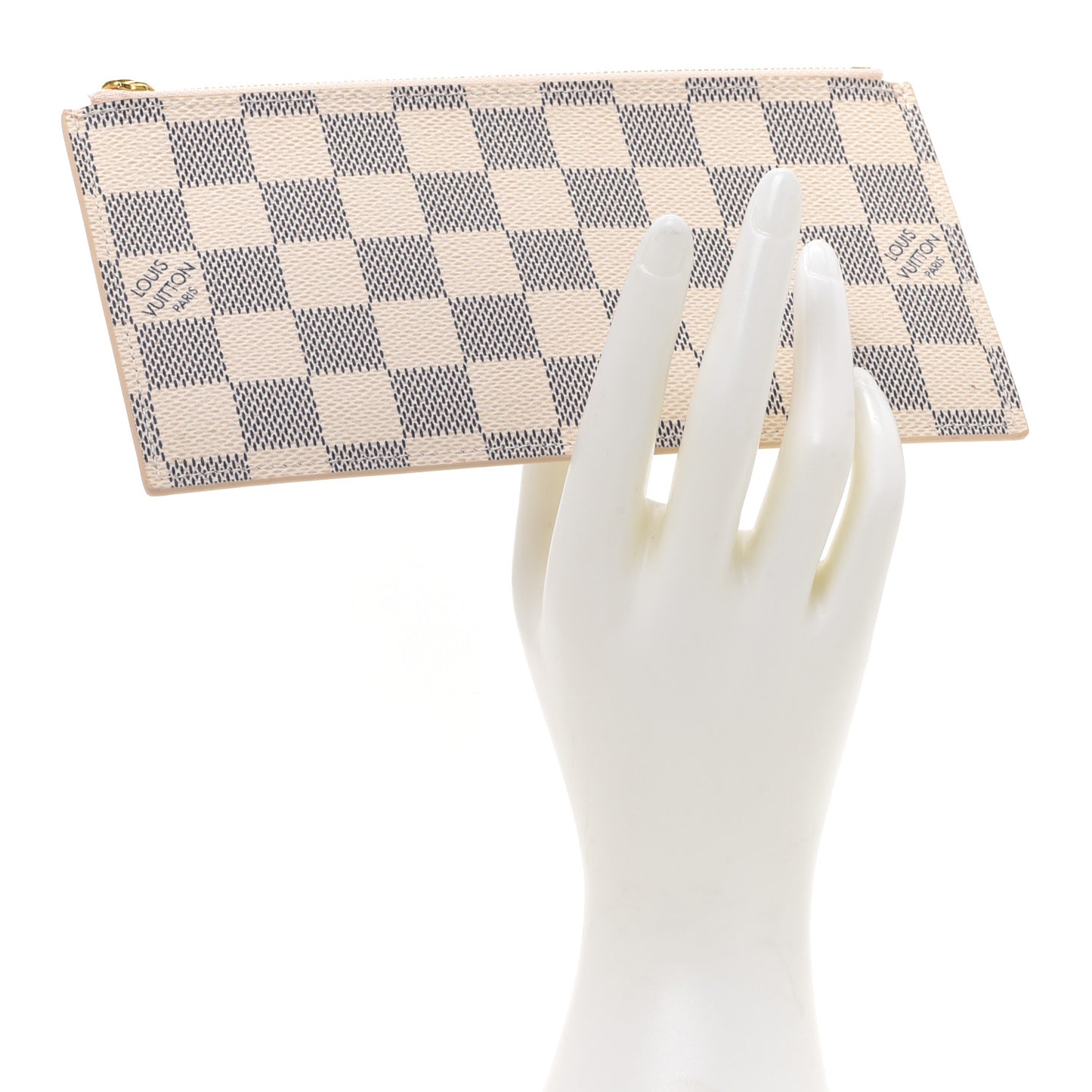 Damier Azur Felicie Chain Wallet Zippered Insert Rose Ballerine
