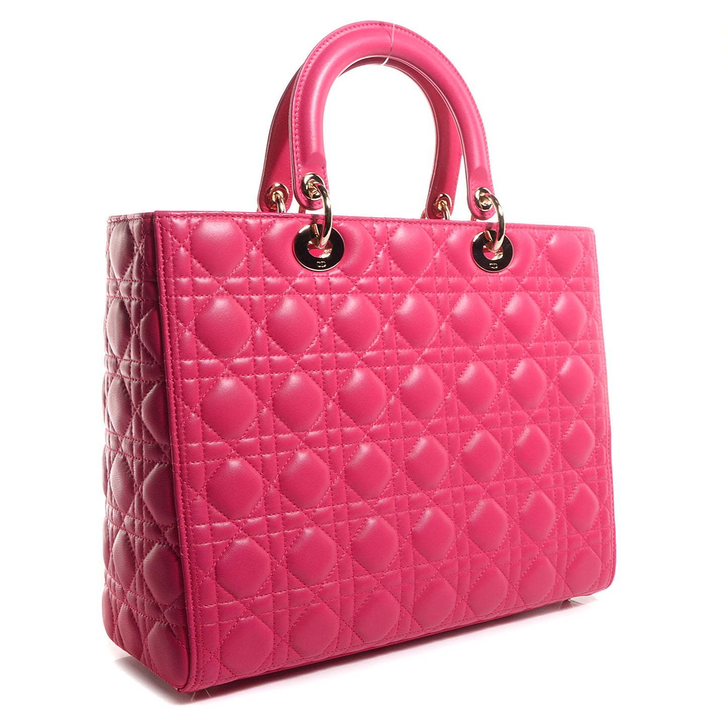 Lambskin Cannage Large Lady Dior Fuchsia