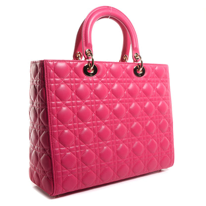 Christian Dior Lambskin Cannage Large Lady Dior Fuchsia 3 of 10