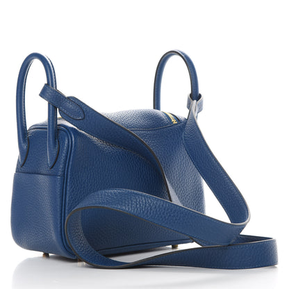 Hermes Taurillon Clemence Mini Lindy 20 Deep Bleu 3 of 11
