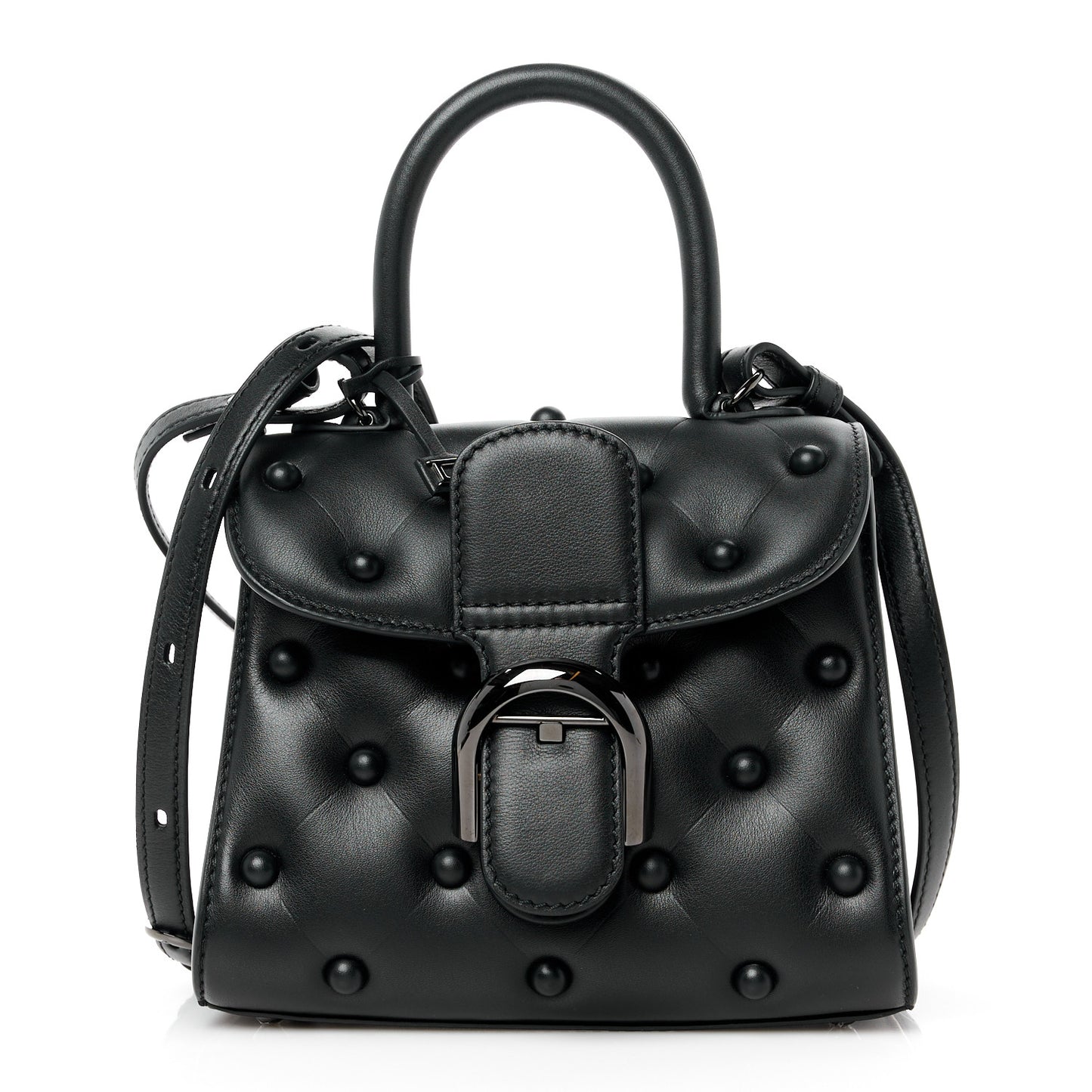 Grained Rodeo Calfskin Quilted Mini Brillant Satchel Black