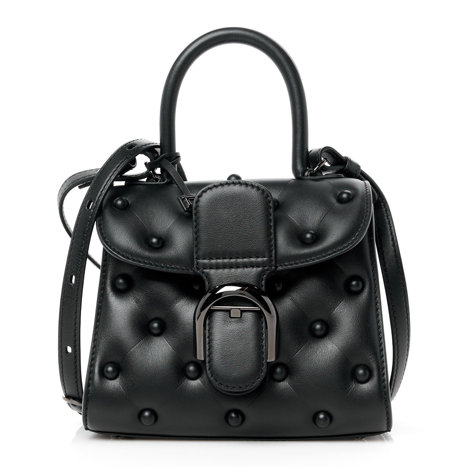 Delvaux Grained Rodeo Calfskin Quilted Mini Brillant Satchel Black 1 of 10