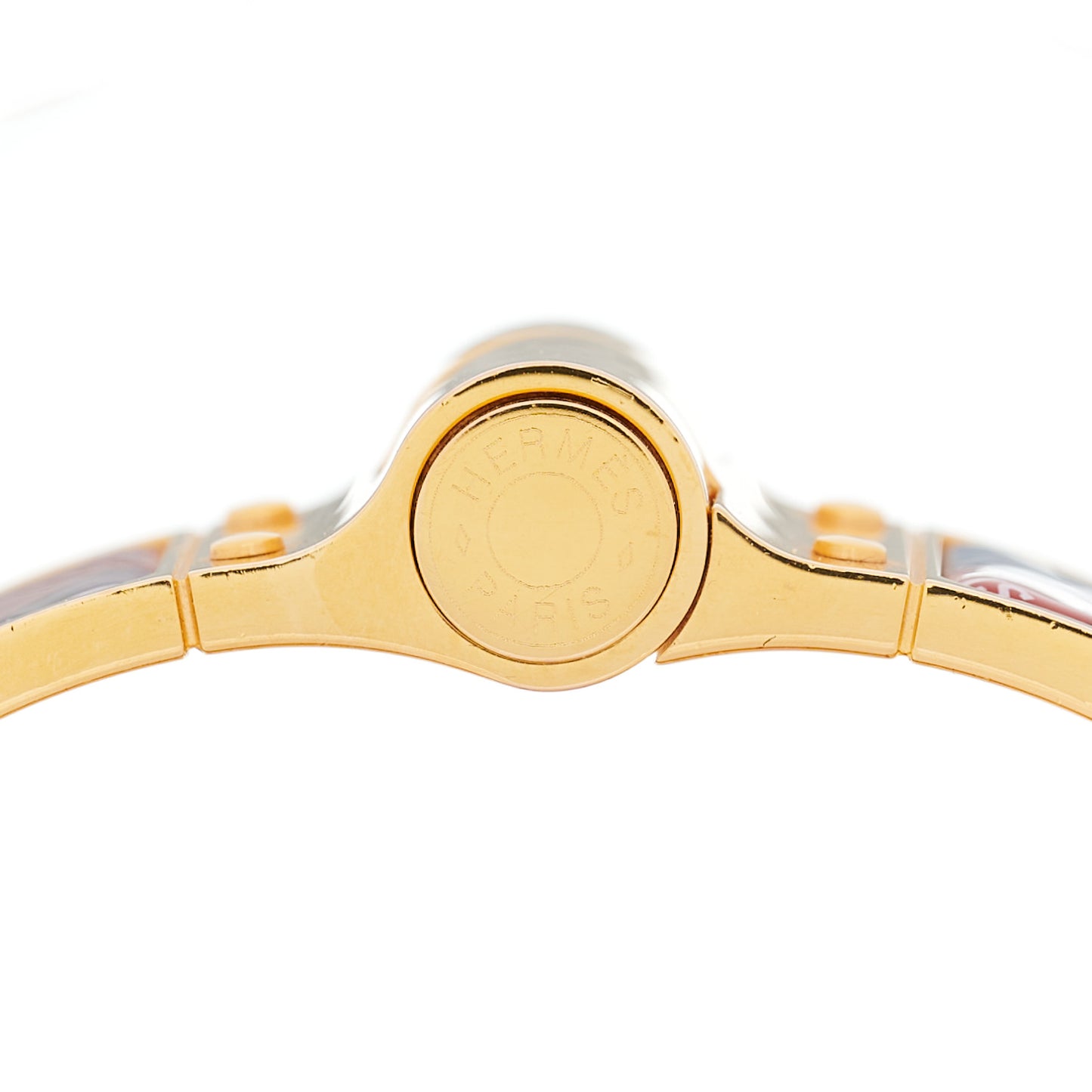 Enamel Printed Wide Bolduc Au Carre Hinged Bracelet S