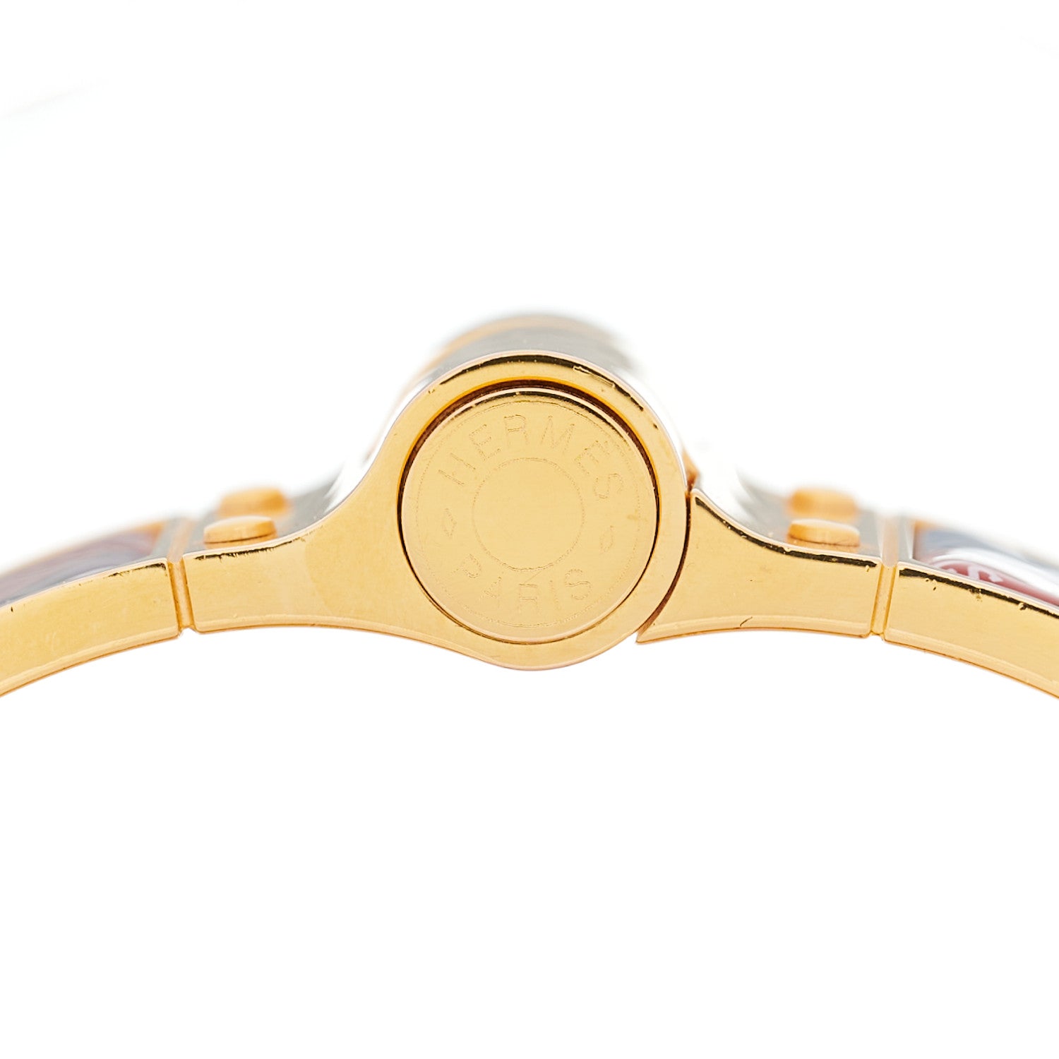 Hermes Enamel Printed Wide Bolduc Au Carre Hinged Bracelet S 3 of 6