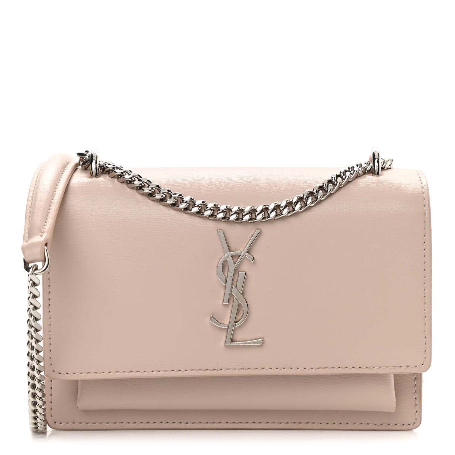 Saint Laurent Calfskin Monogram Sunset Chain Wallet Light Pink 1 of 11