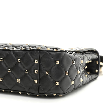 Valentino Garavani Lambskin VLTN Print Medium Rockstud Spike Shoulder Bag Black 9 of 10