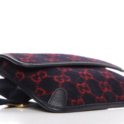 Gucci Covered Wool GG Monogram Slim Belt Bag Navy Red 6 of 10