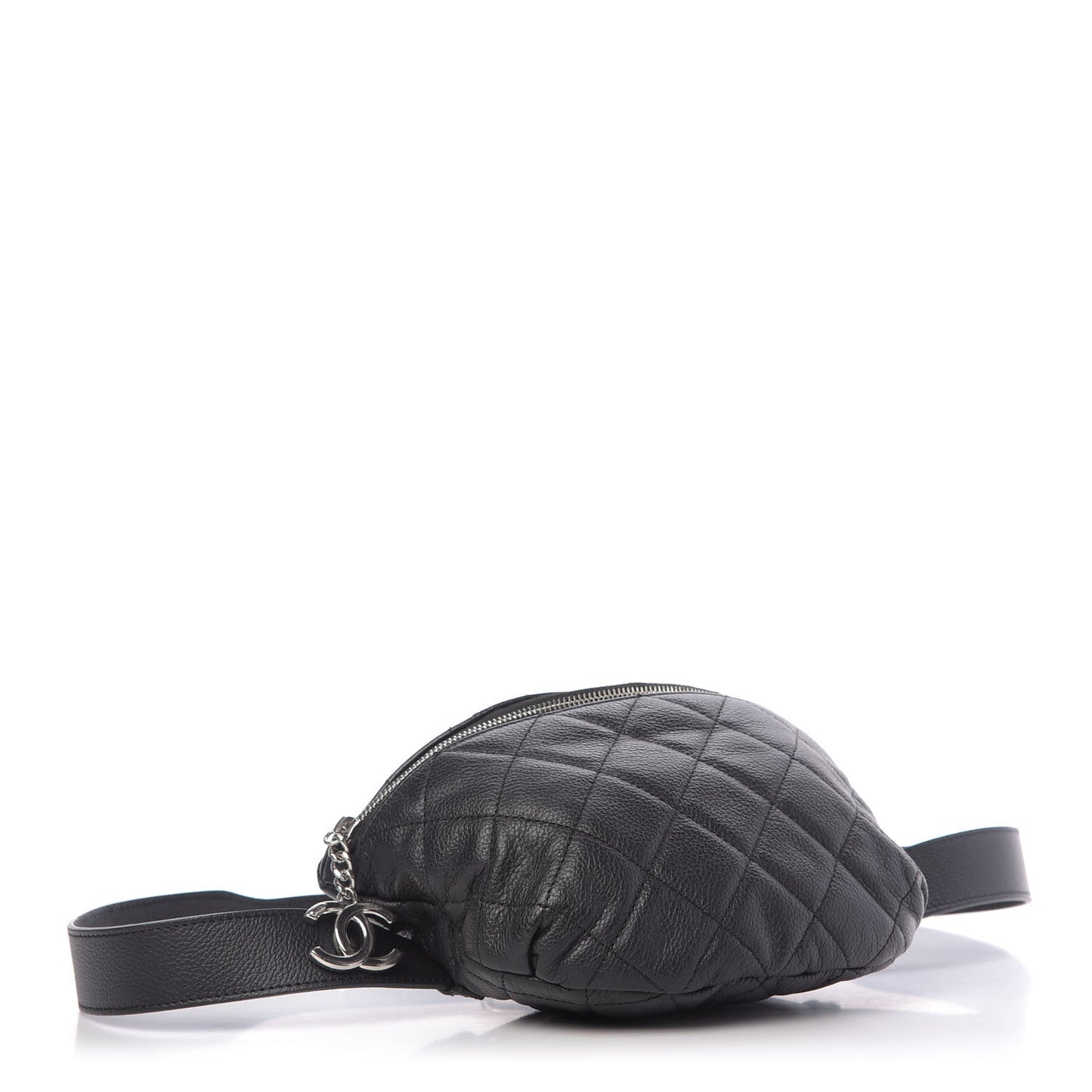 Grained Calfskin Quilted Waist Belt Bag Black